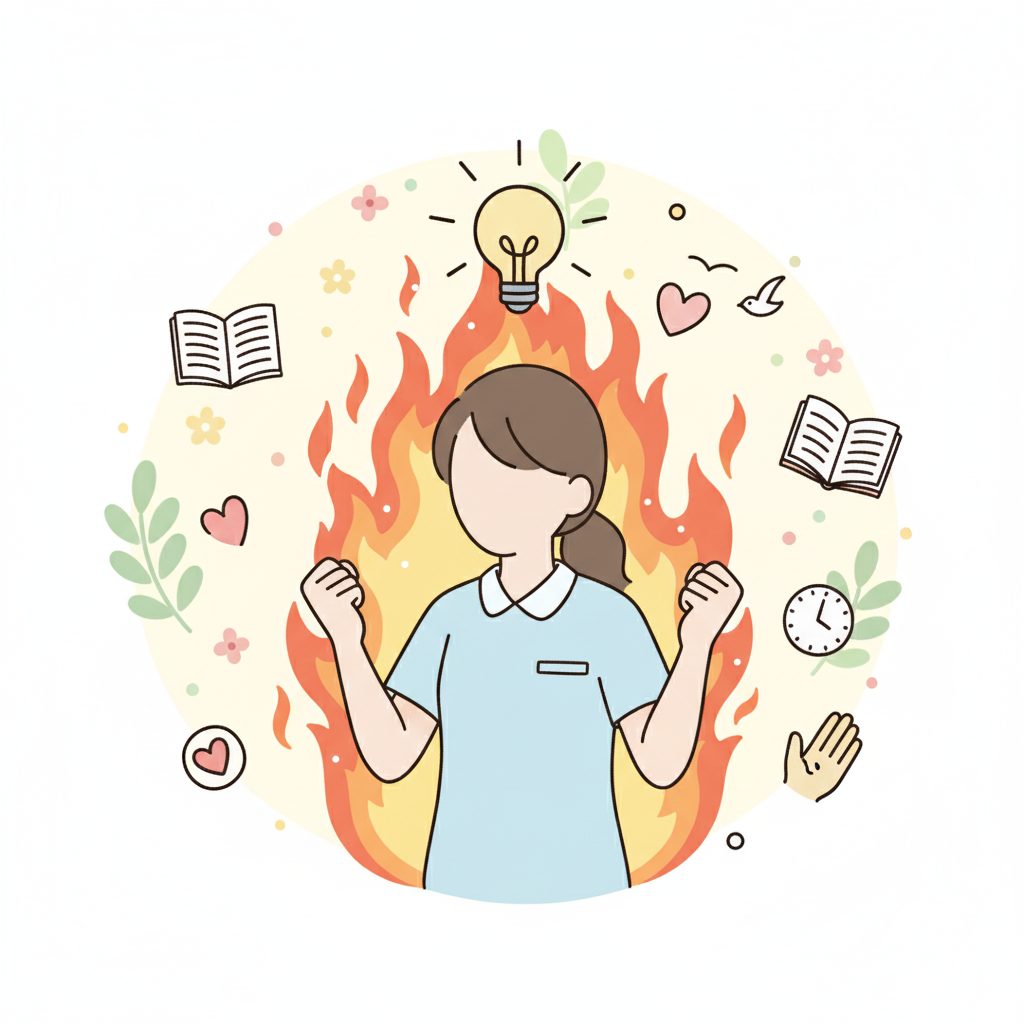 燃え上がる介護士