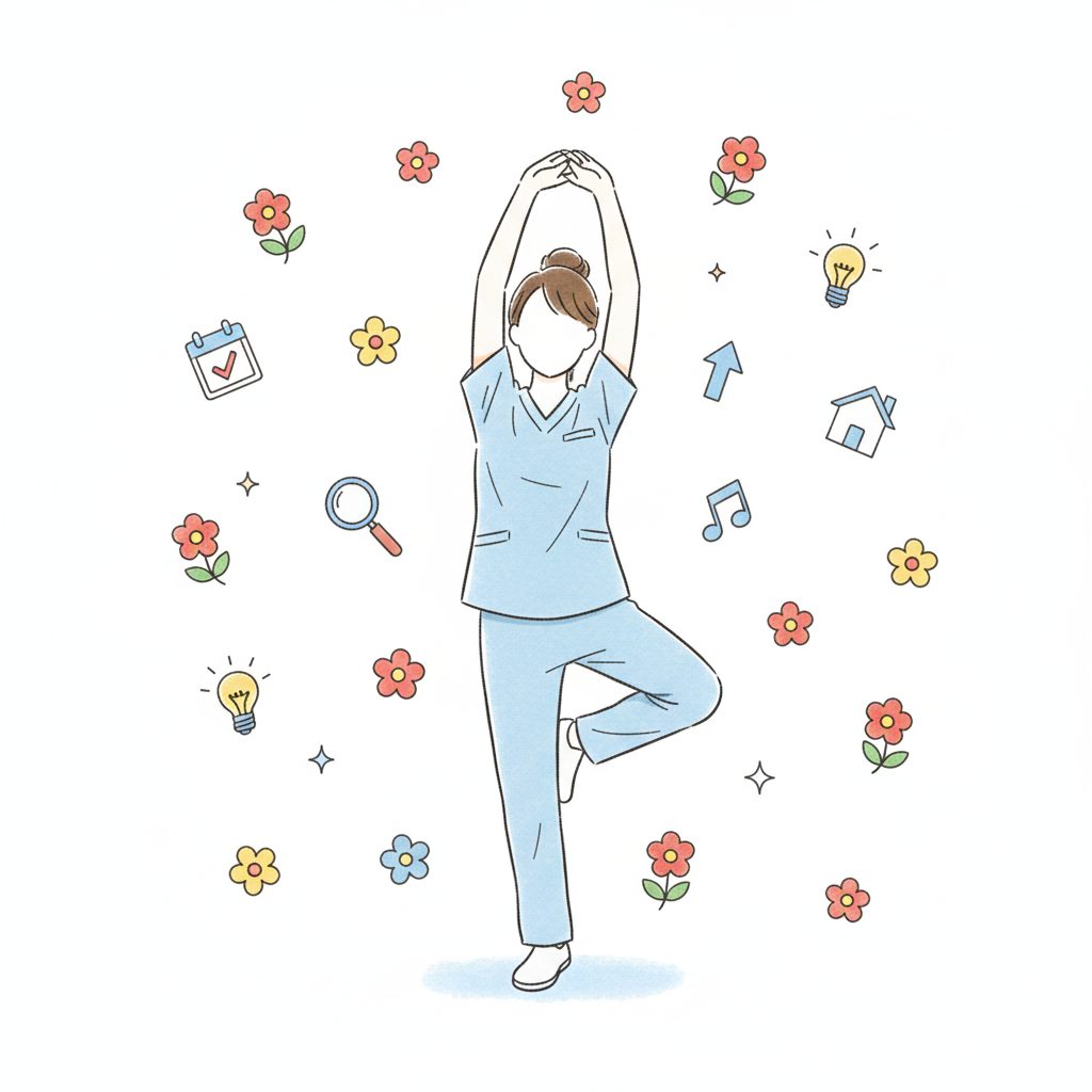 ストレッチする介護士