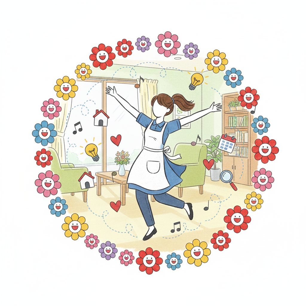 楽しそうに踊っている介護士