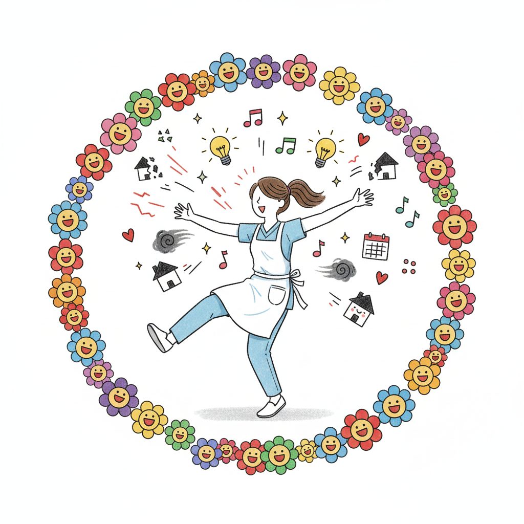 ストレス発散する介護士