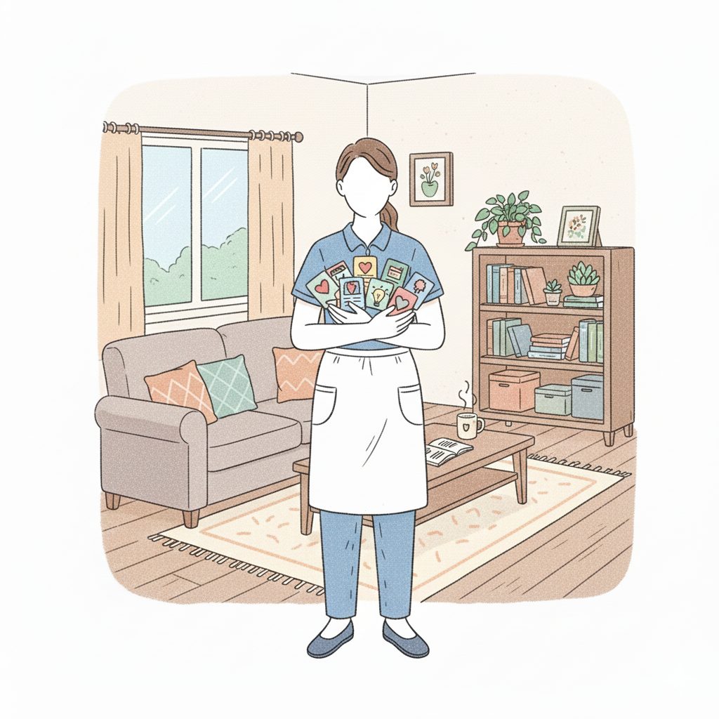 汗水流して働く介護士