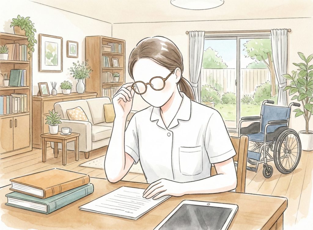 眼鏡をかけて知的な介護士