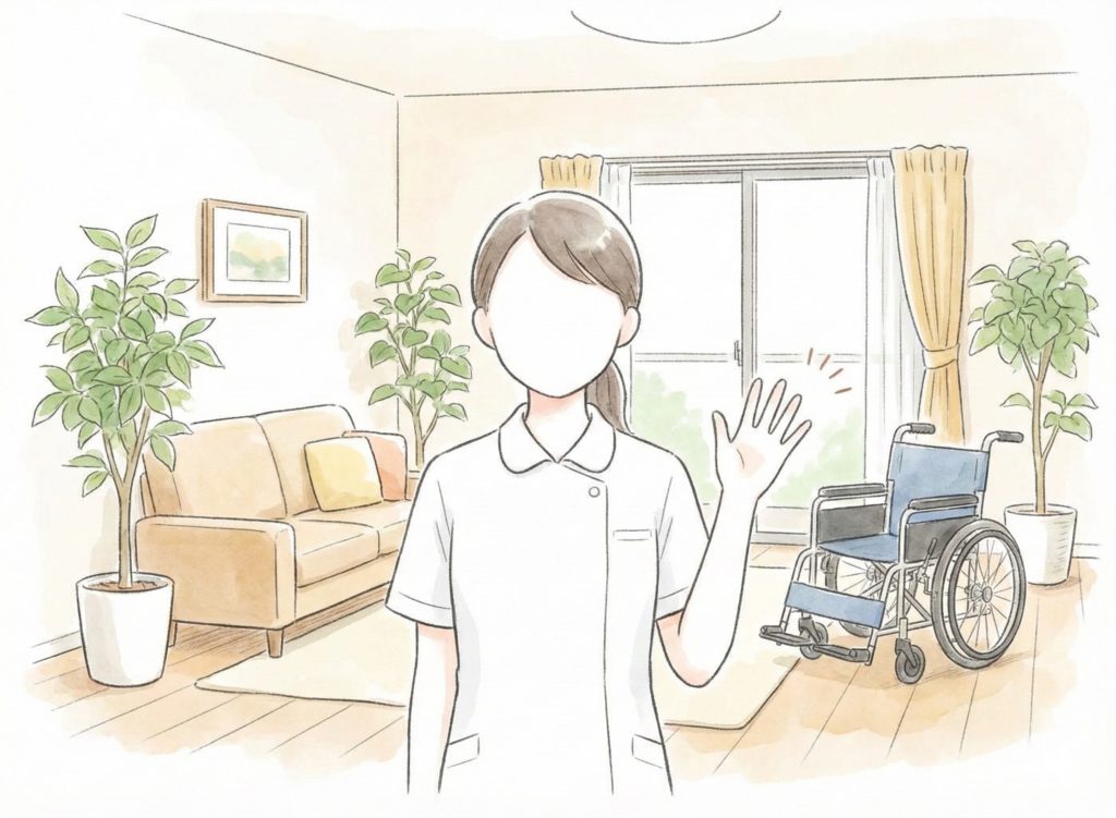 手を振る介護士