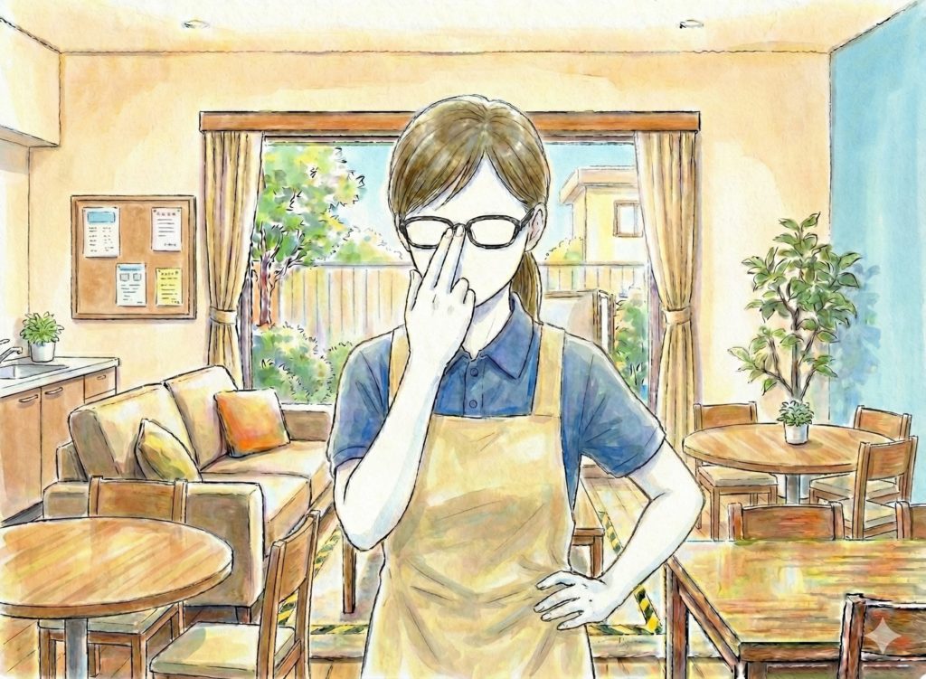 眼鏡をかけて賢そうな介護士