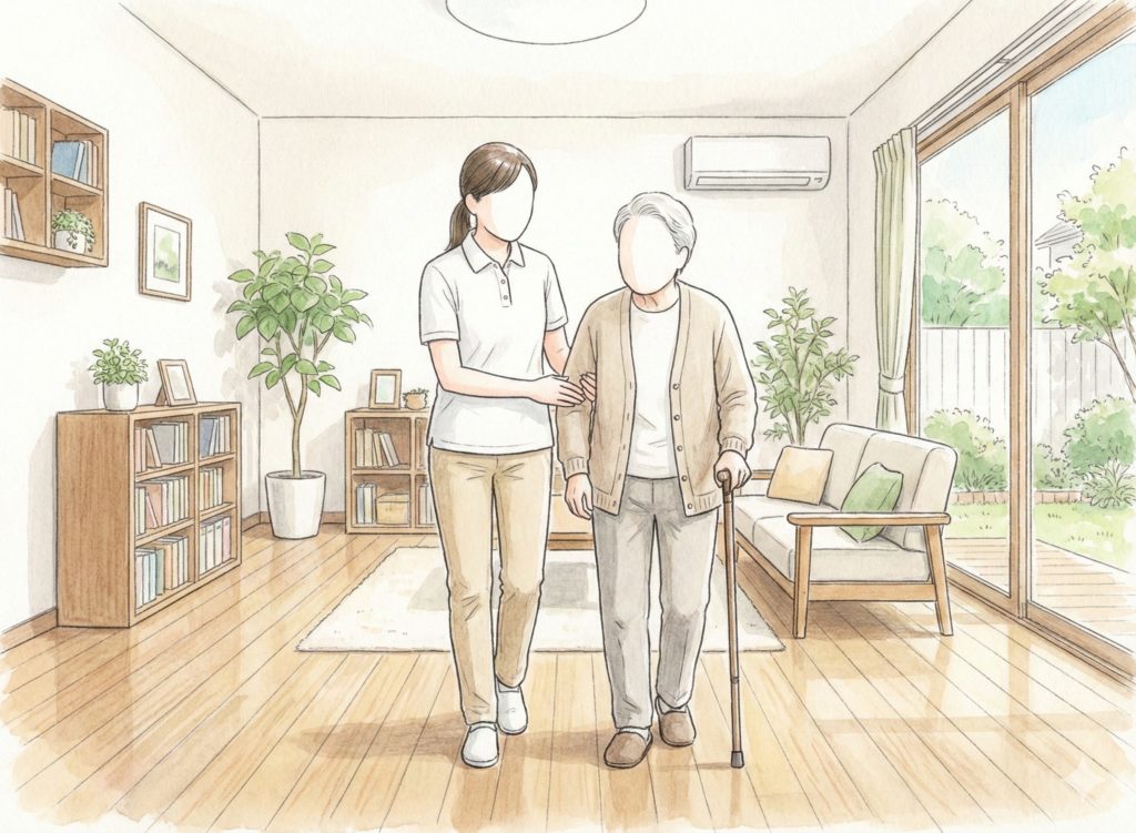 利用者と歩介護士