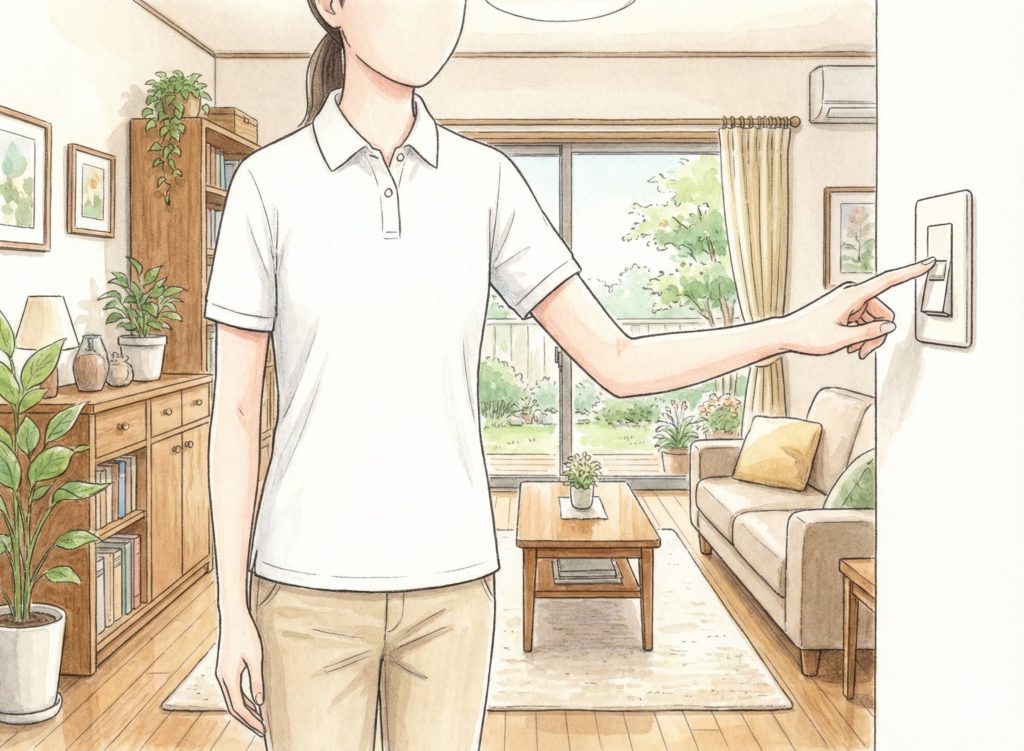 スイッチを切り替える介護士