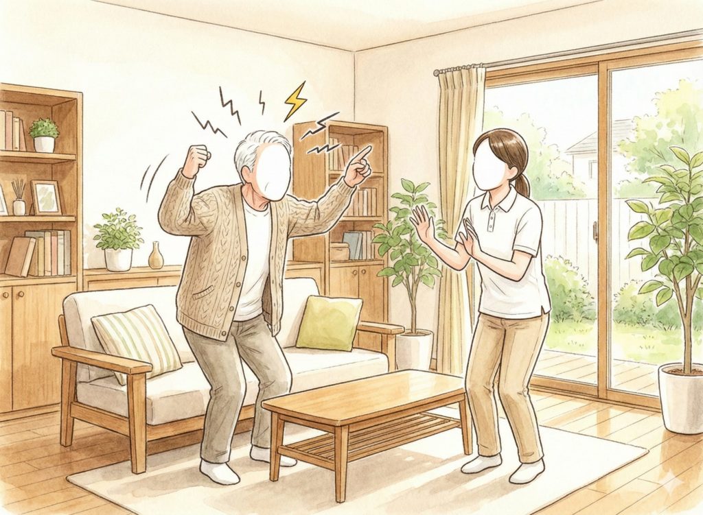 急に怒る利用者