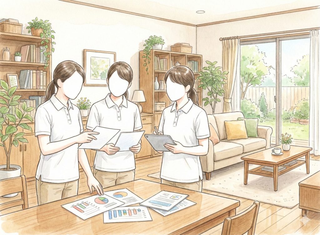 チームで情報を共有する介護士