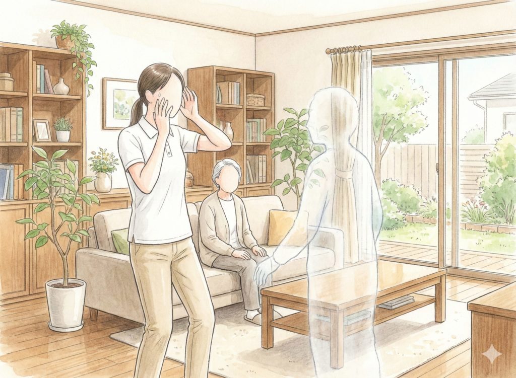 幻覚を見てびっくりする介護士