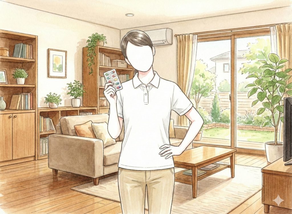 薬を持って首を傾げる介護士