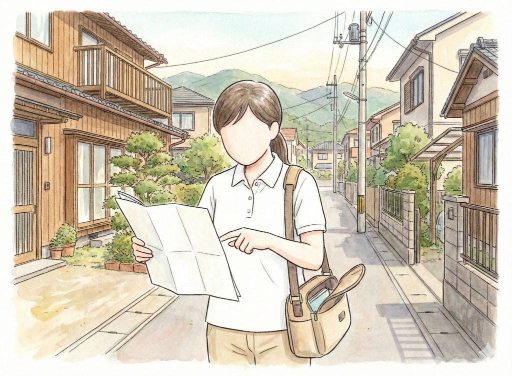 現在地を確認する介護士