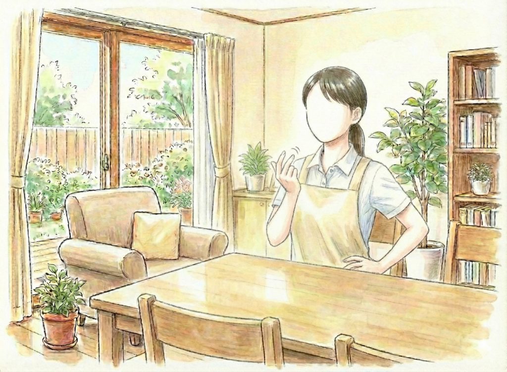 おいでおいでする介護士