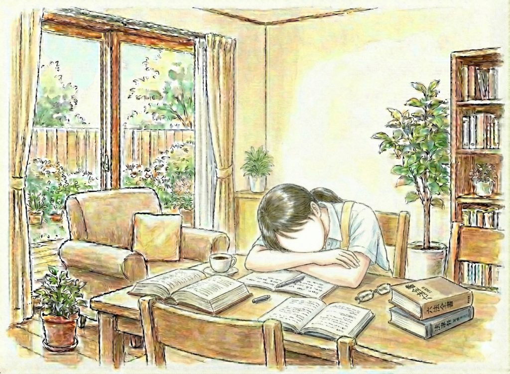 勉強中寝てしまう介護士