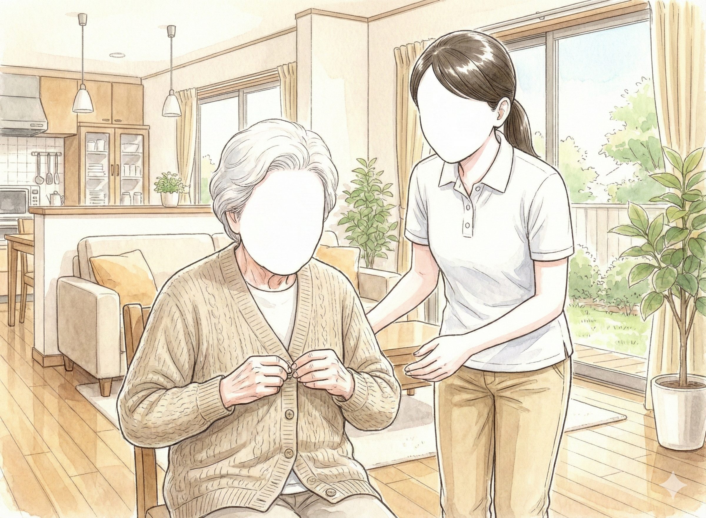 ボタンをつけている利用者