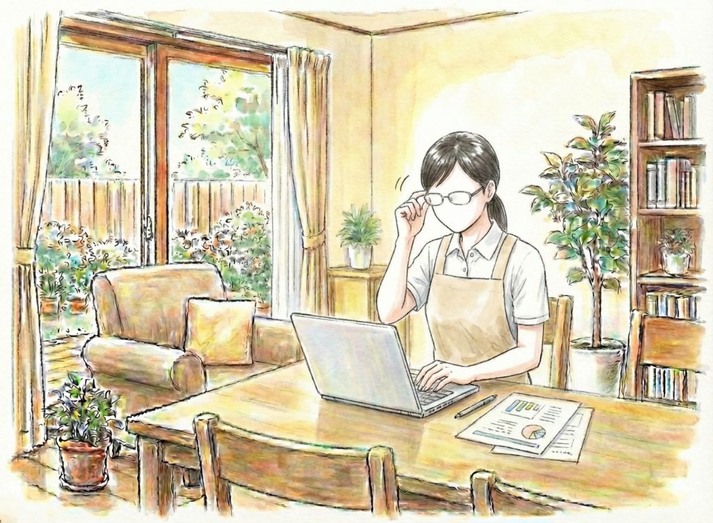 記録をする介護士