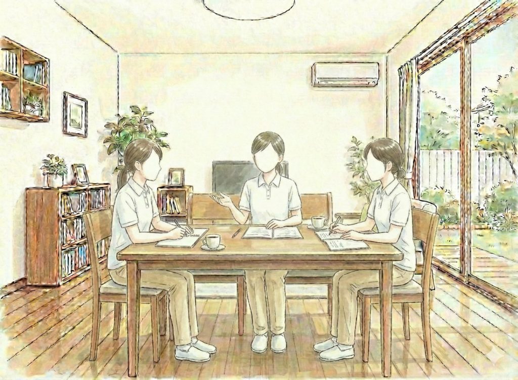 委員会に参加する介護士