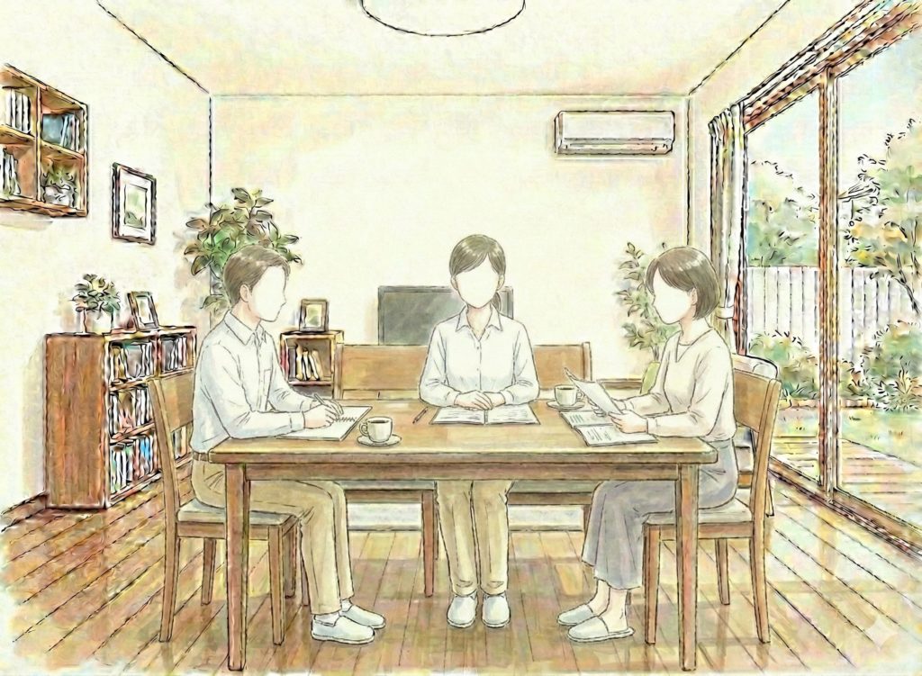 つまらない会議に出る介護士