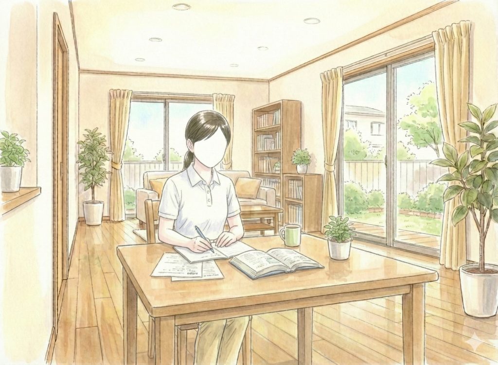 勉強する介護士