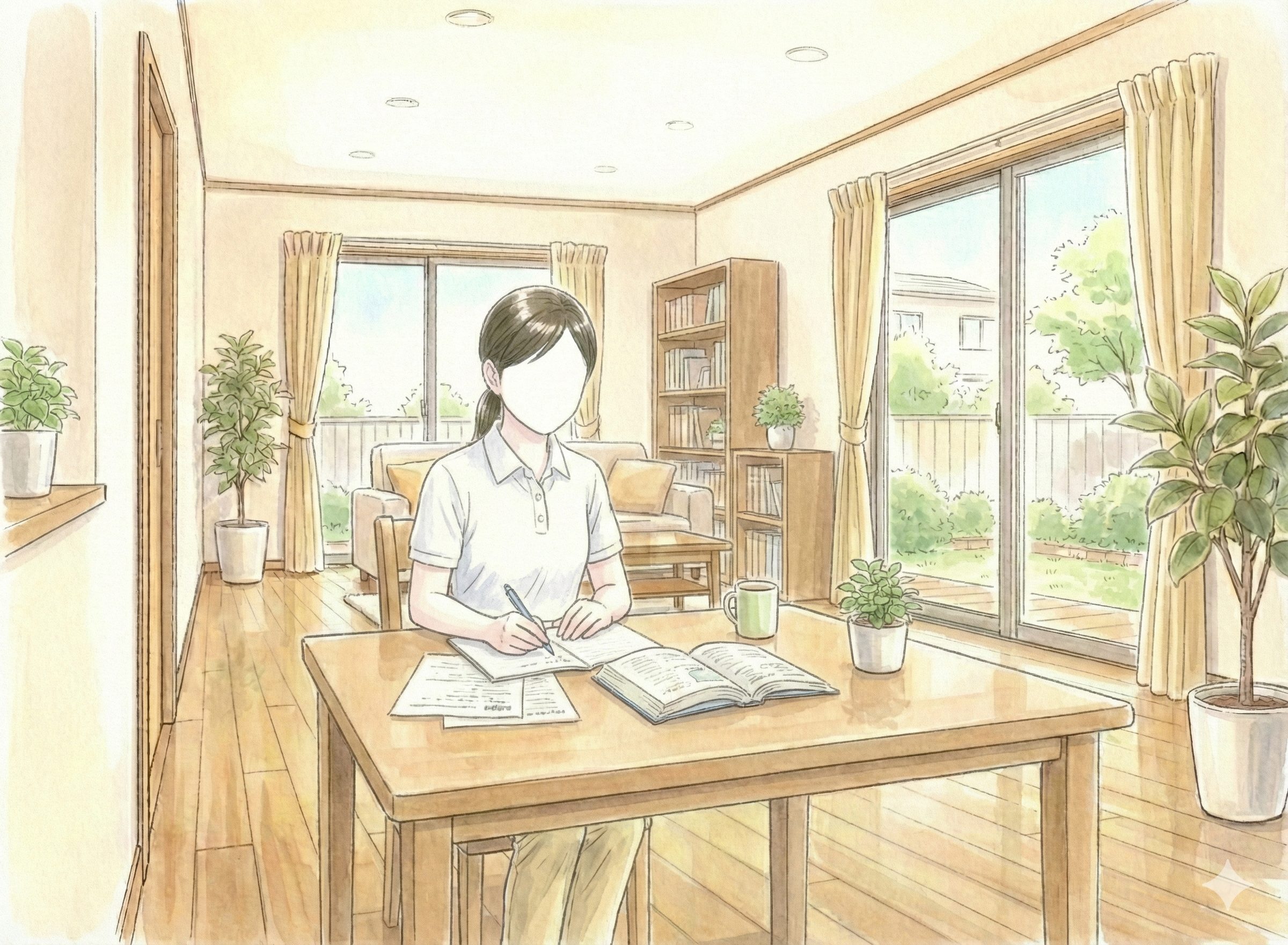 勉強する介護士