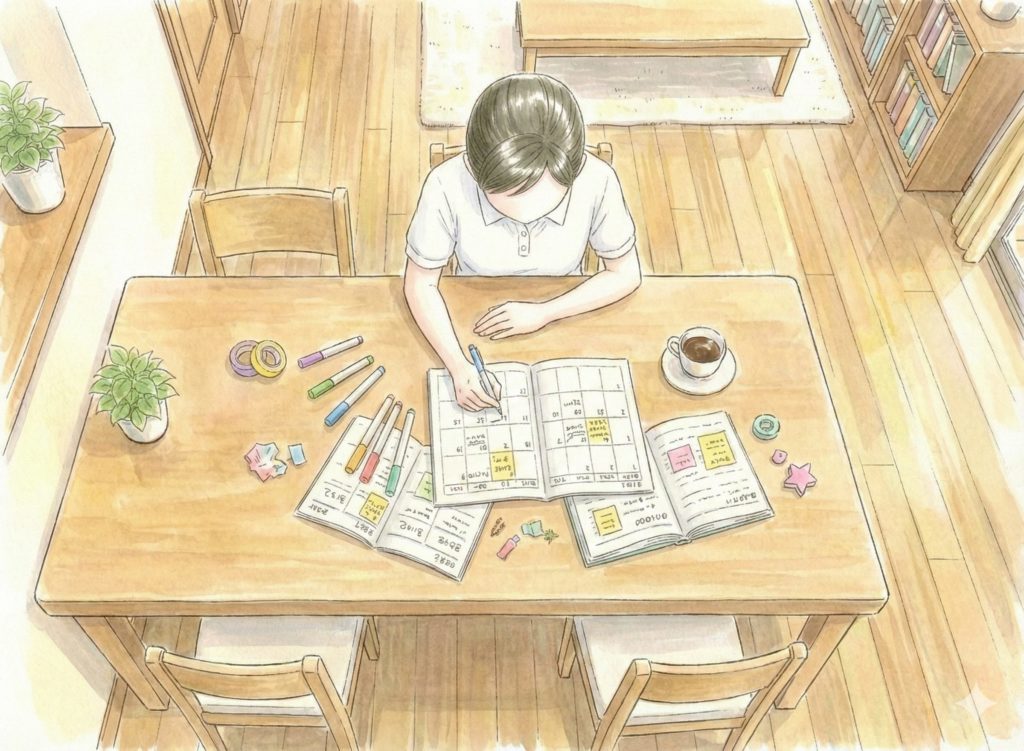 スケジュールを考える介護士