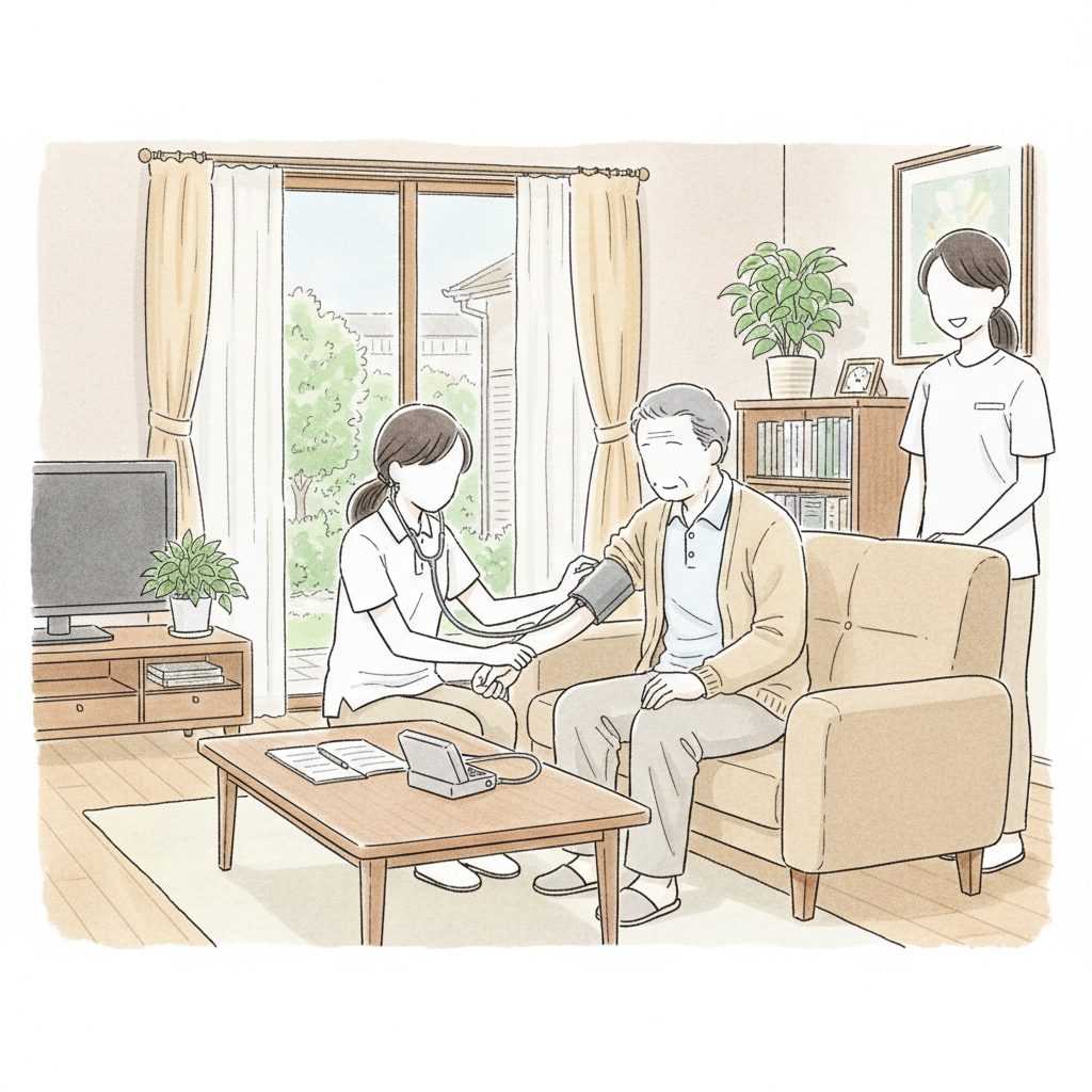 訪問看護をする介護士