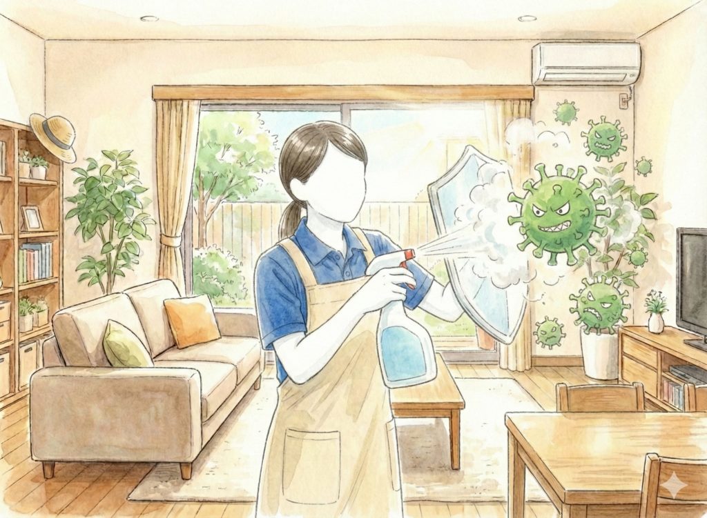 コロナを撃退する介護士