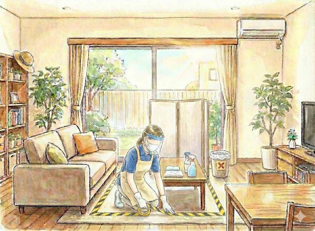 ゾーニングする介護士