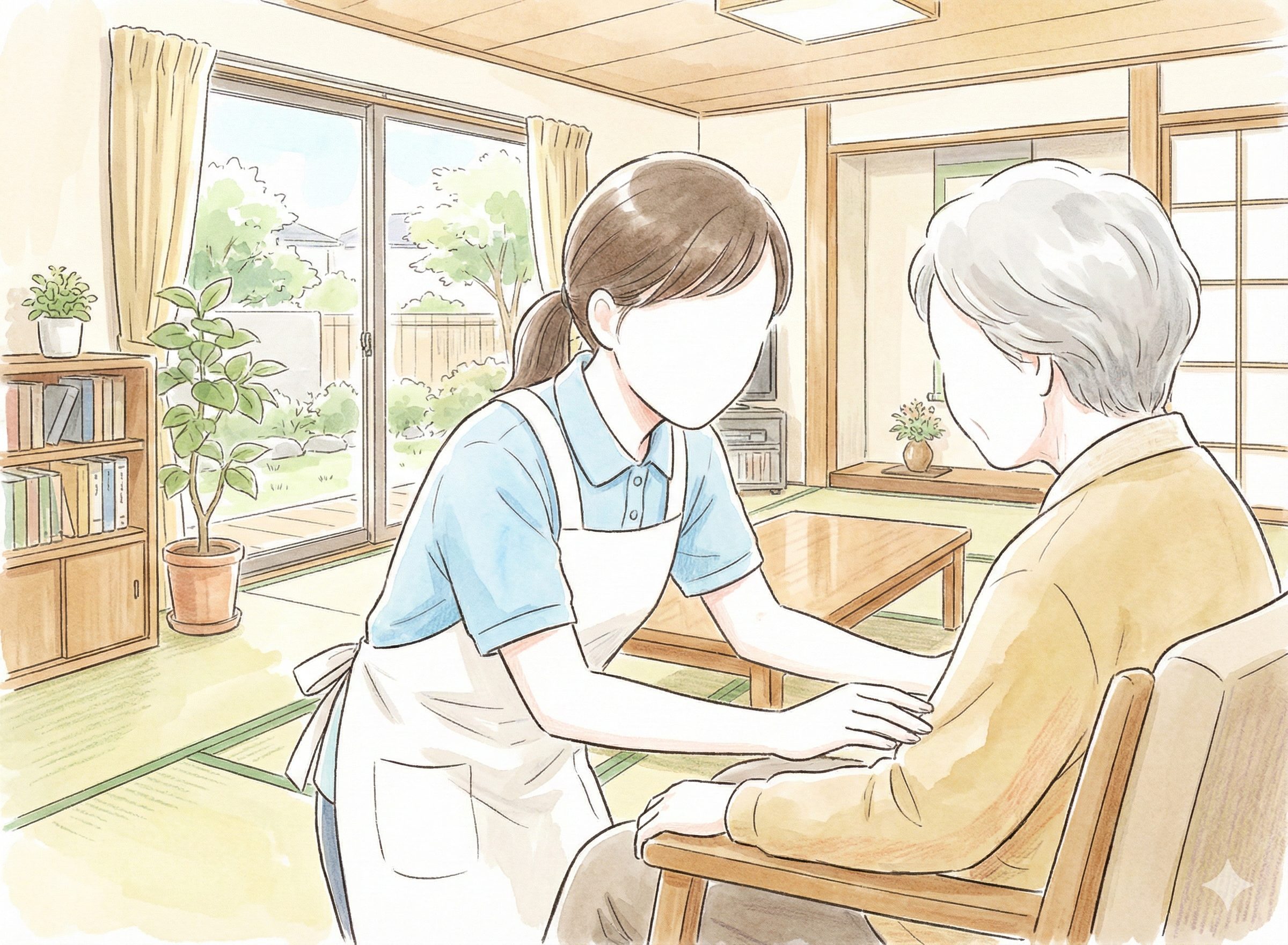 利用者を見る介護士